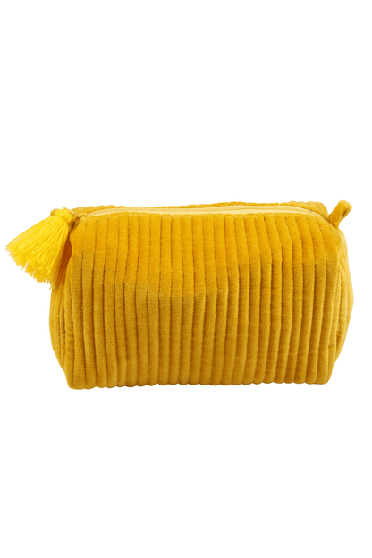 Velvet Quilted Pouch - Mustard