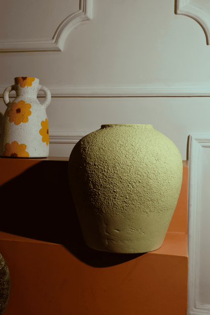 Beige Textured Paper Mache Vase