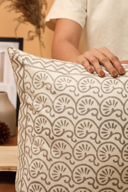 Cocoa Motif Cushion Cover - Block Printed - Ayuda Homes