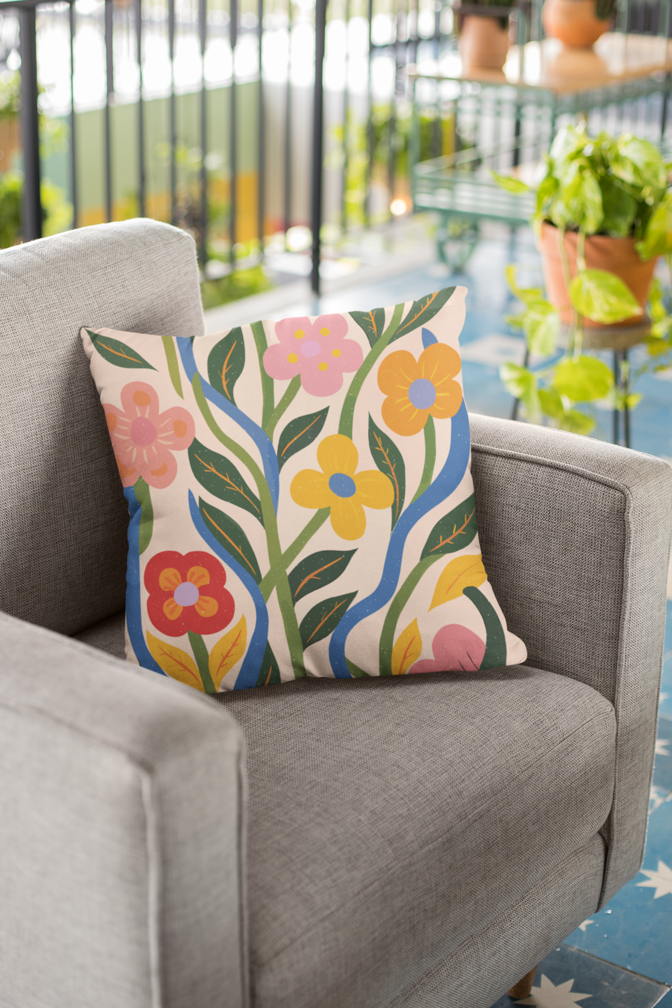 Blooming Floral Cushion Cover - Printed - Ayuda Homes