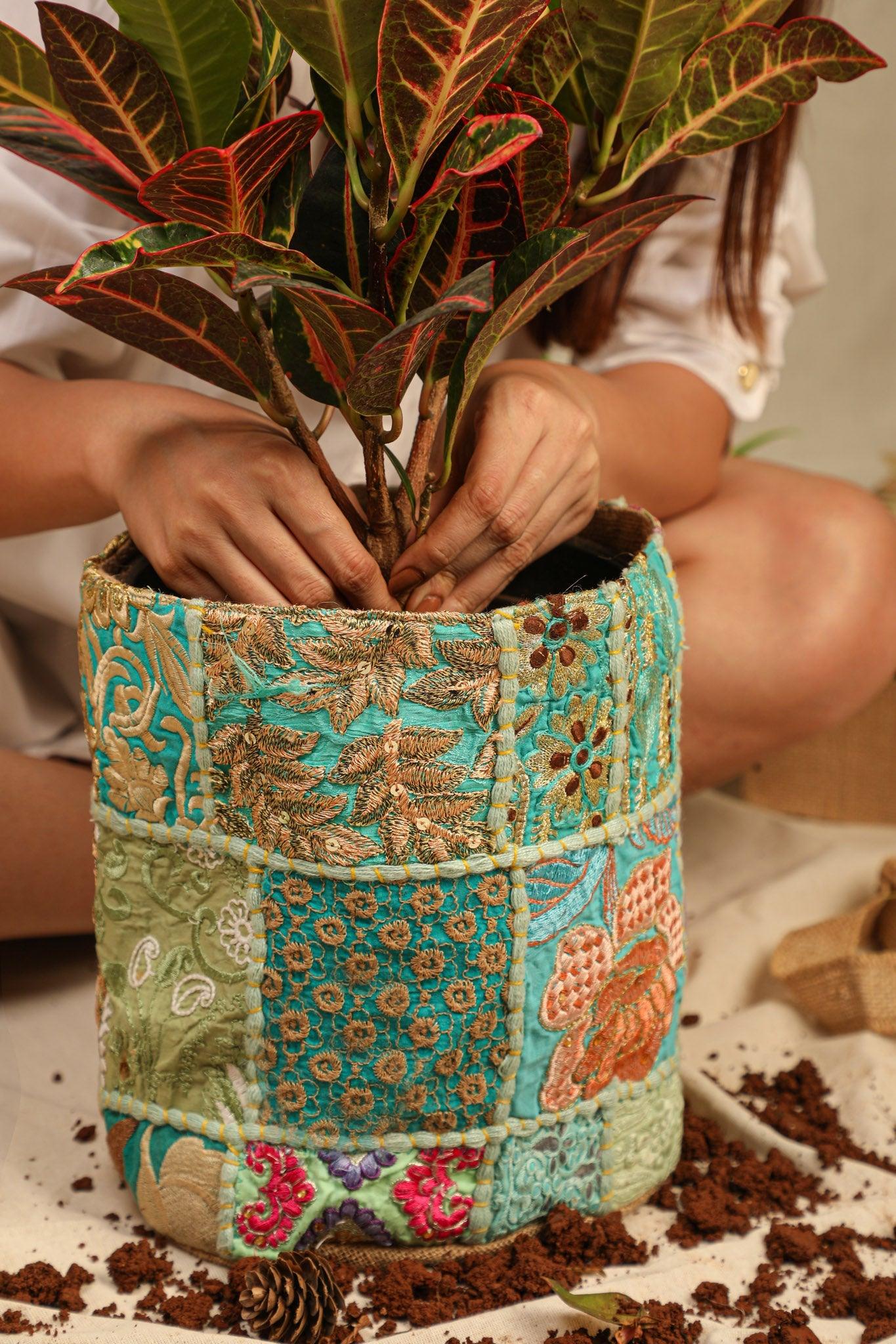 Sea Green Pot Cover - Ayuda Homes